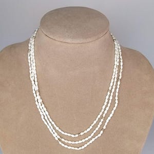 Endless fresh water pearl necklace with gold bead accents, 57 inches in length, vintage freshwater pearl necklace