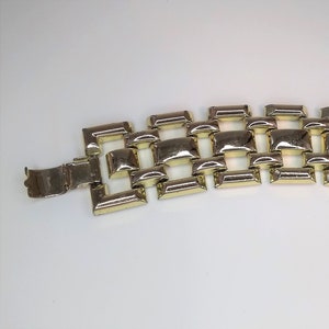 Chunky metal bracelet, wide modern vintage silver bracelet