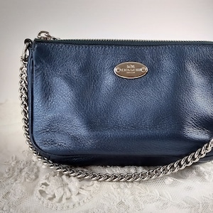 Coach metallic blue handbag hot sale