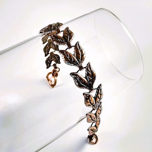 Vintage Copper Leaf Bracelet: Mid-Century Interlocking Leaves Design