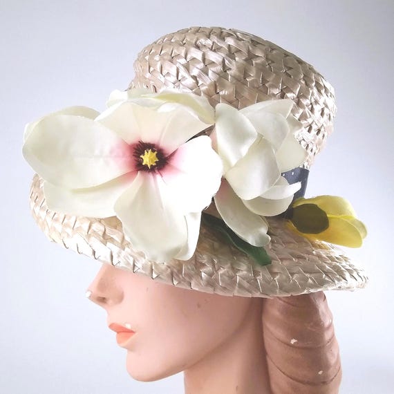 1950s Ivory Straw Hat: Parke Layne, Vintage Cloche With 3  display picture 3
