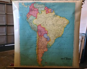 South America - Original 1959 Old School Maps, from Our Lady of the Elms, Akron, Ohio