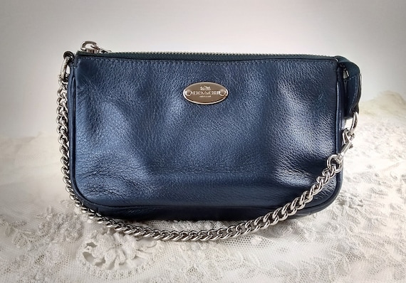 Vintage Coach Bag Small Blue Pebbled Leather Purse With a 