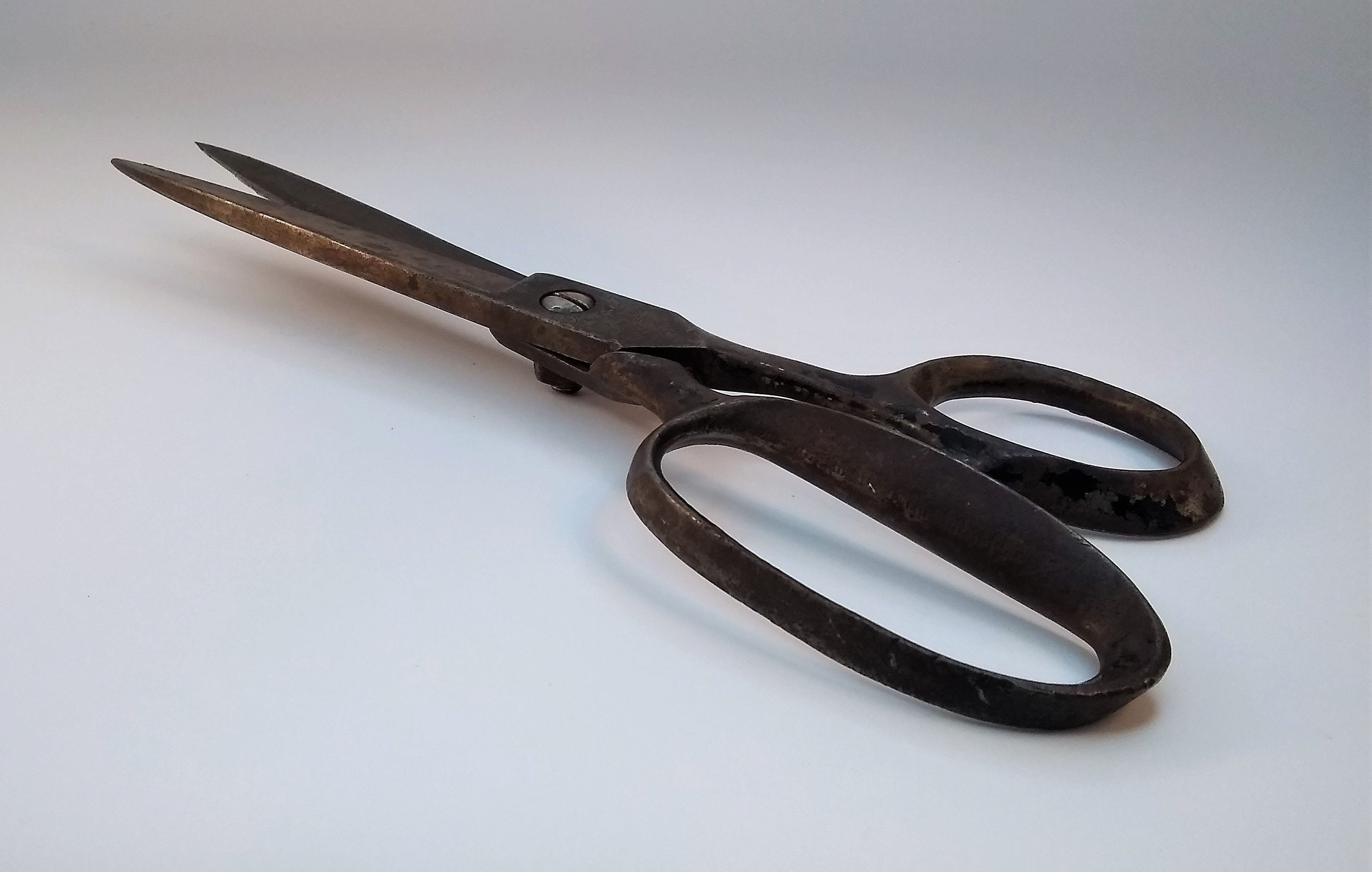 Huge Vintage Scissors or Shears, Goodrich BY Clauss, USA, Aged Patina, 10  1/4 Inches Long, Works Well, Big Scissors 