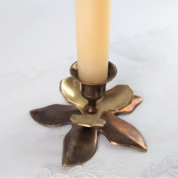 Vintage Brass Lotus Candle Holder Etsy