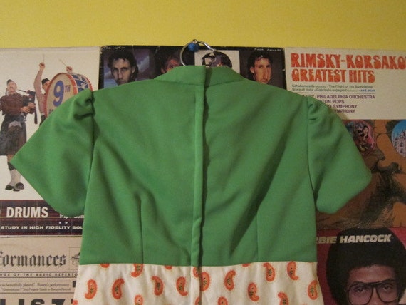 Handmade 70s Green Paisley Empire Waist Dress - image 5