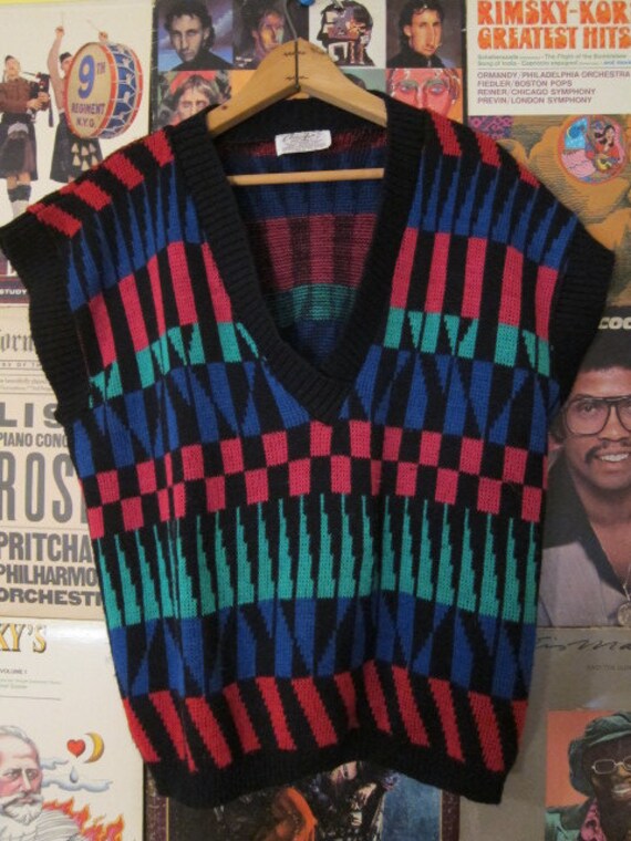 Chris Anne Originals Vibrant Sweater Vest 1980s - image 1
