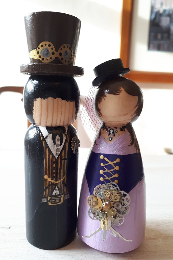 Steampunk Wedding Cake Toppers Etsy