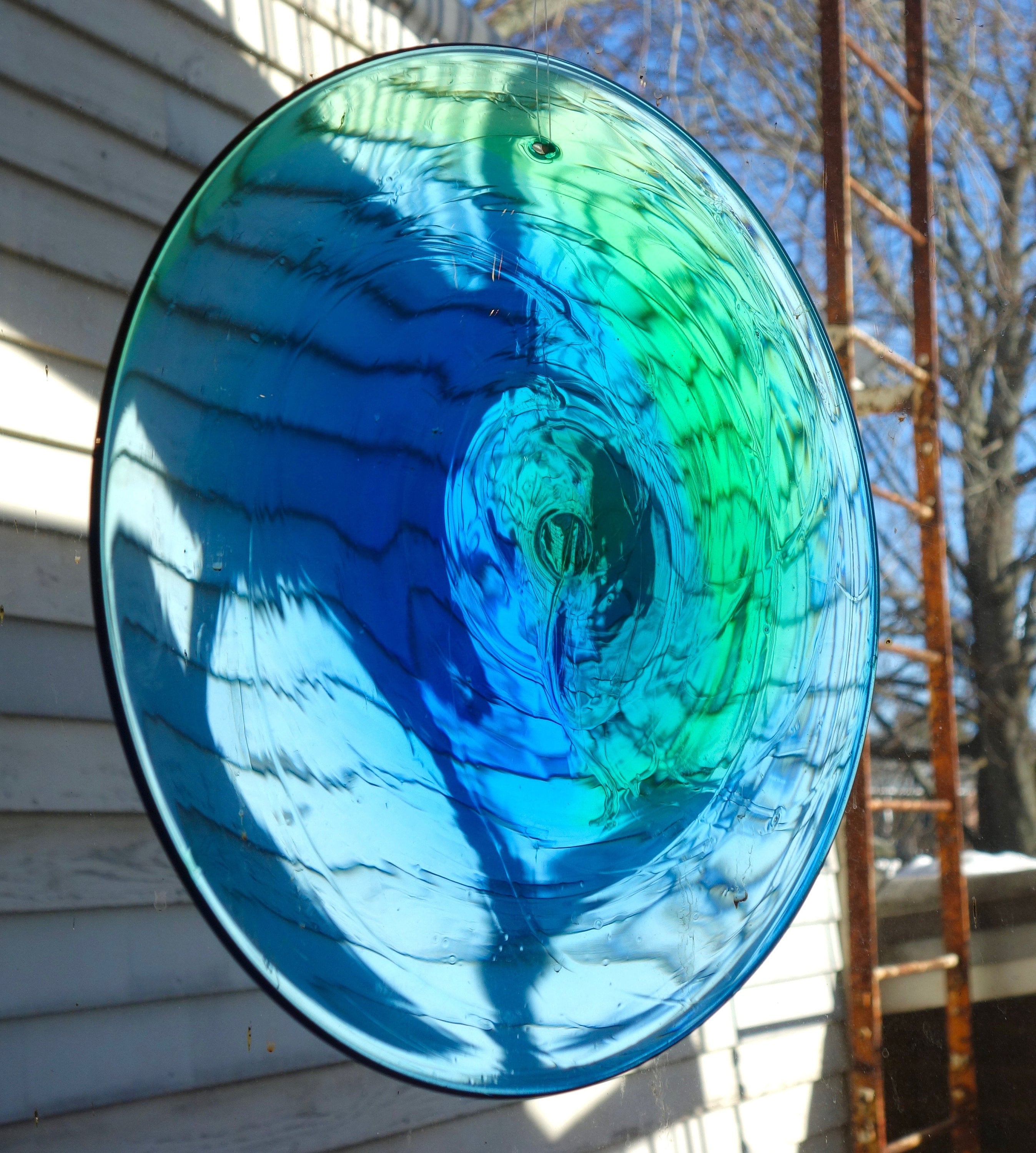 Handblown Glass Rondel Swirl, Blues and Greens Etsy