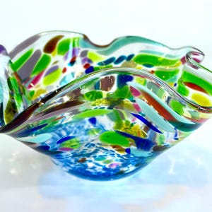 Handbown Glass Multi Color Bowl