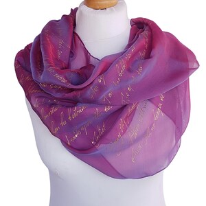 Romeo and Juliet  Shakespeare literature iridescent silk literary bookish Gift for book lovers theater lovers Silk Hand Painted Scarf