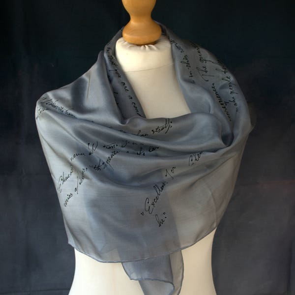 Sherlock gift for Sherlock Holmes LOVERS, Conan Doyle, DarkAcademiaCore Hand Painted Silk Scarf, Gift-Wrapped, READY to Ship Immediately