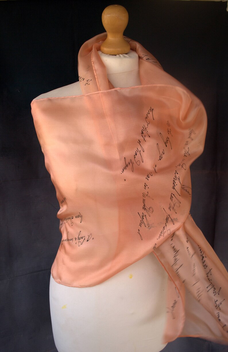 Literary Scarf Jane Austen Gifts Pride and Prejudice Quotes Bookish silk scarf Hand Painted Extra Large Gift-Wrapped, more color available image 2