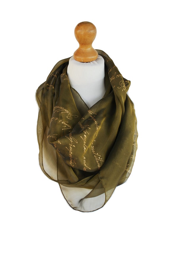 Love Quotes Scarf Pure Silk Unique Gift With Classic Love Quotes From World Literature Gift Wrapped Ready to Ship .more colors Available Etsy