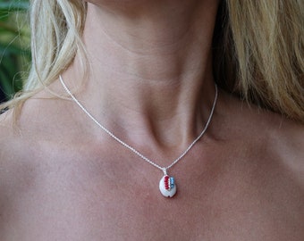 Fine necklace with cowrie shell pendant, silver chain, Native American jewelry, Kohana necklace