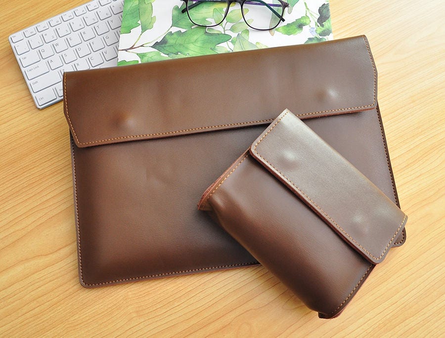 Leather Lenovo Laptop Sleeve with Charger Organizer Leather Etsy