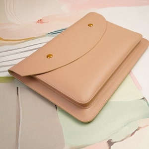 Name Engraving Leather Macbook Pro 14 Laptop Sleeve with Charger Pouch Personalized Gift for Her-ZS02