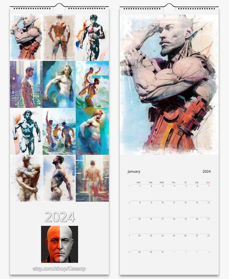 Wall Calendars 2024 Selection Slim Vertical 14.8 X 40 Cm Etsy