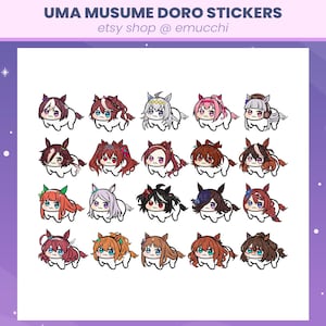 Uma Musume Kawaii Chibi Doro Die-Cut Mini Stickers | Haru Urara Gold Ship Agnes Tachyon Oguri Cap Bakushin Rice Shower Tokai Teio & More