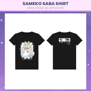 Tubarão Indie Vtuber Sameko Saba | Camisa Gráfica Unissex Anime Gamer Otaku Moda Estética Merch
