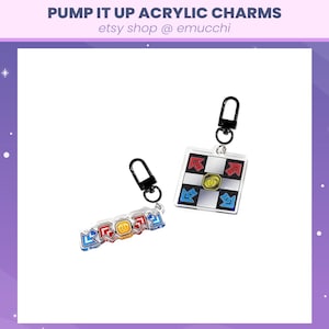 2in PIU Pump It Up Arrow Pad & Arrows Double-sided Keychain Charm