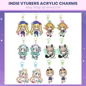 2.5in Indie VTuber Acrylic Keychain Charms: Dokibird Dooby Mint Nimi Nightmare Sameko Saba