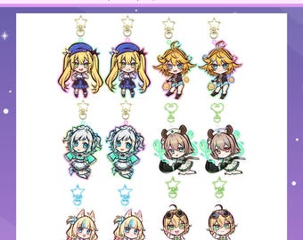 2.5in Indie VTuber Acrylic Keychain Charms: Dokibird Dooby Mint Nimi Nightmare Sameko Saba