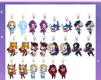 2.5in Hero Rivals Acrylic Keychain Charms: Jeff Luna Snow Psylocke Peni Emma Frost Magik and More
