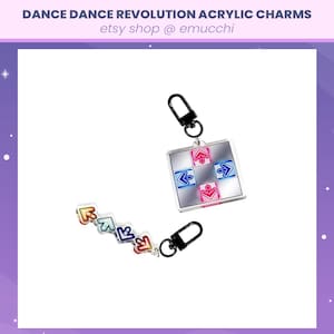 2in DDR Dance Dance Revolution Arrow Pad & Arrows Double-sided Keychain Charm