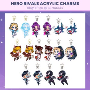 2.5in Hero Rivals Double-sided Keychain Chibi Character Charms | Jeff Luna Snow Psylocke Peni & More