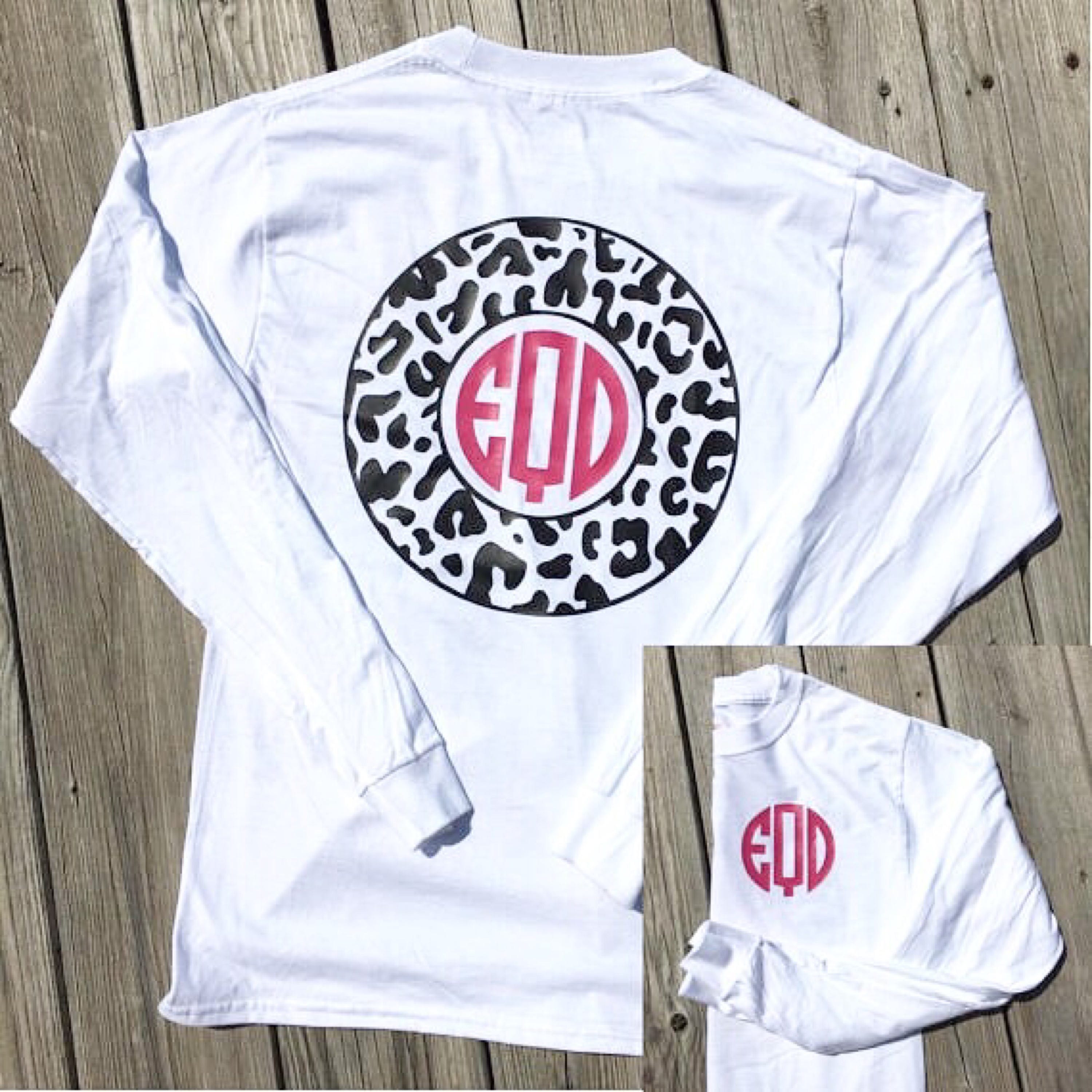 Monogrammed Cheetah Long Sleeve Shirt Personalized Shirt Etsy