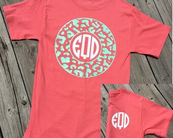 Monogrammed Cheetah Short Sleeve Shirt, Monogrammed Shirt, Monogram Style Shirt, Monogrammed Clothing, Monogrammed Tshirt, Monogrammed Tee