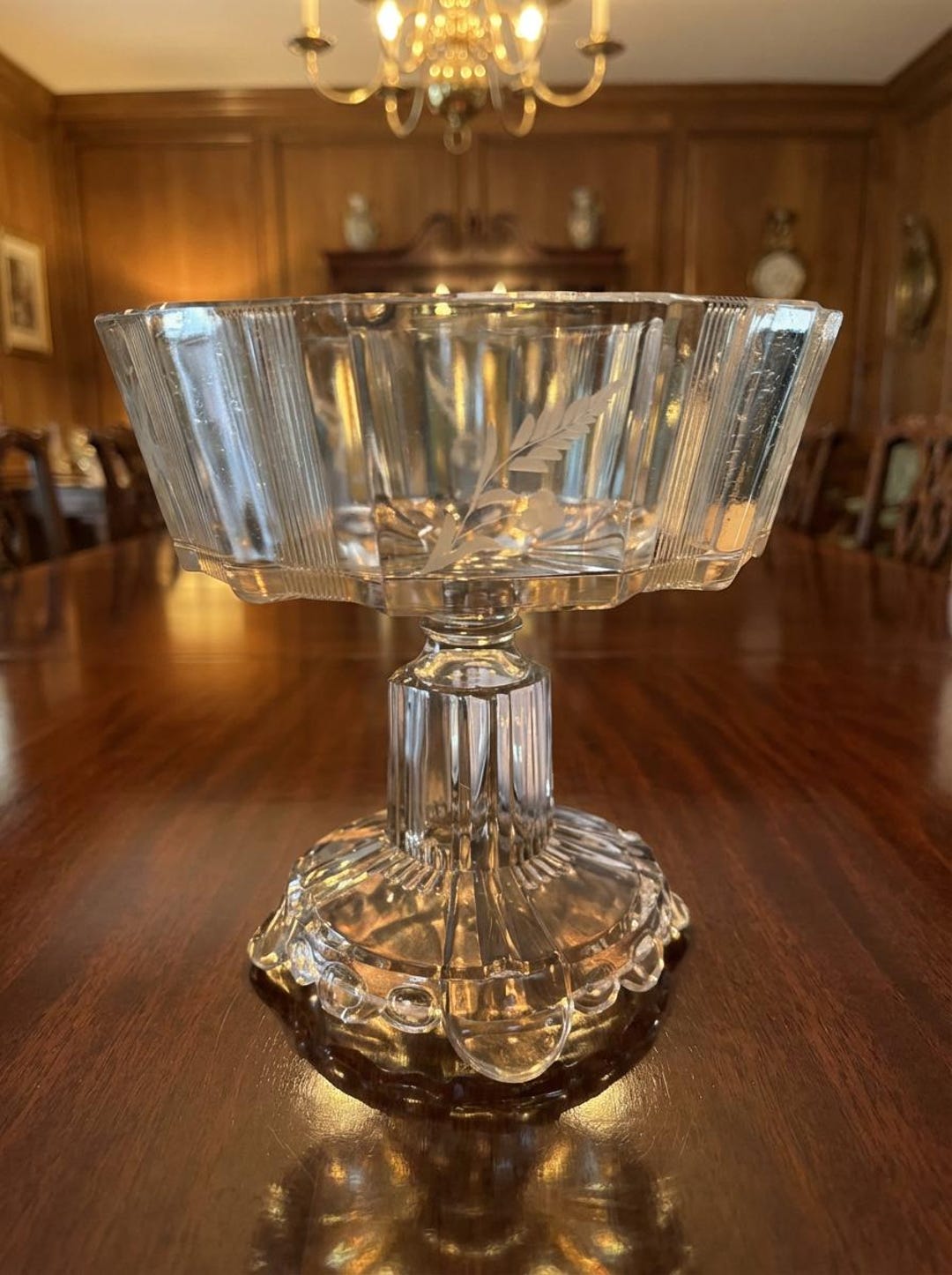 EAPG Ribbon Pattern Compote Dish, Adams & Co. Antique - Etsy