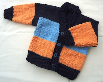 Hand Knitted Baby striped ," 3 to 6 month Chest 18" / 20"