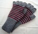 Mens/Gents half finger/fingerless Dark Grey with Maroon  Stripe Gloves. 