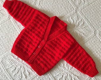 Hand Knitted Baby V Neck Cardigan, Boy/Girl Jacket, Jumper, Coat., 20" / 22"   App age  6 to 12 months