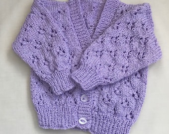 Hand Knitted Cardigan/Jumper/Sweater/Jacket   3 Month  to 6  Month . 18"/20" Chest