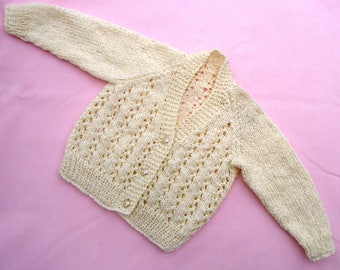 Hand Knitted Baby Cardigan/Jumper/Sweater/Jacket  Chest 16" / 18"  0/3 months