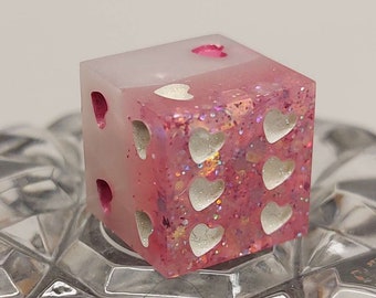 Split D6 pink cutie handmade dice