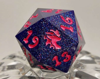 Neon pink numbers chonky spindown D20