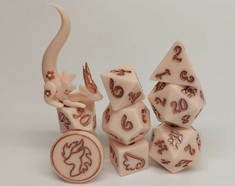 Nude pink roleplaying dice set