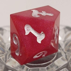 Singolo dado D10 rosso e argento brillante