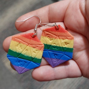 Rainbow D20 earrings