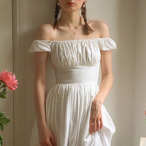 MTO Loretta Dress in White Cotton image 1