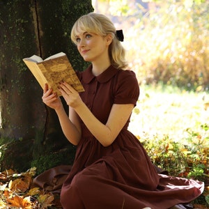 MTO - Amelie Dress in Walnut Linen