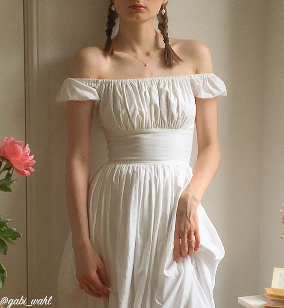 MTO Loretta Dress in White Cotton | Etsy