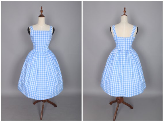 light blue gingham dress