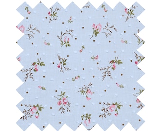 NEW Fabric Blue "Ditzy Floral" Dotted Swiss - By the Yard