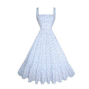 RTS - Size S - Henrietta Dress in Blue "Ditzy Floral" Dotted Swiss