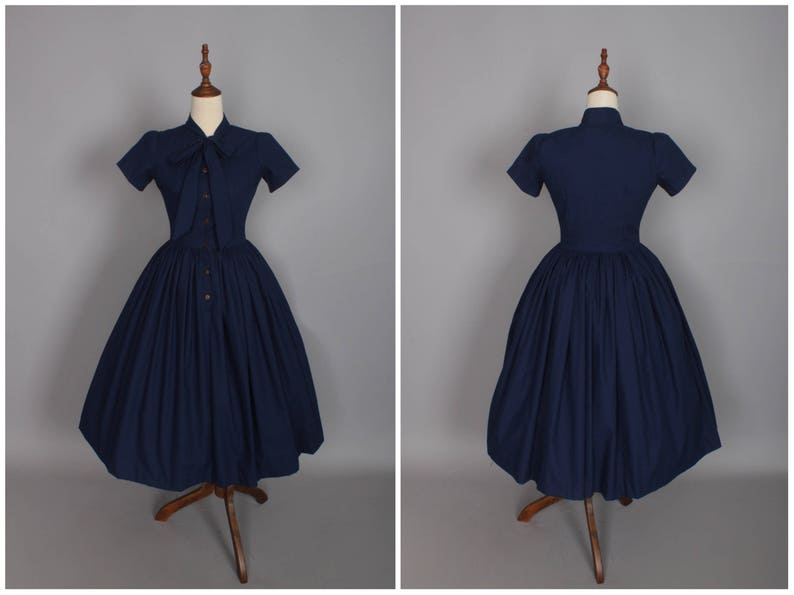 navy blue and gray dress